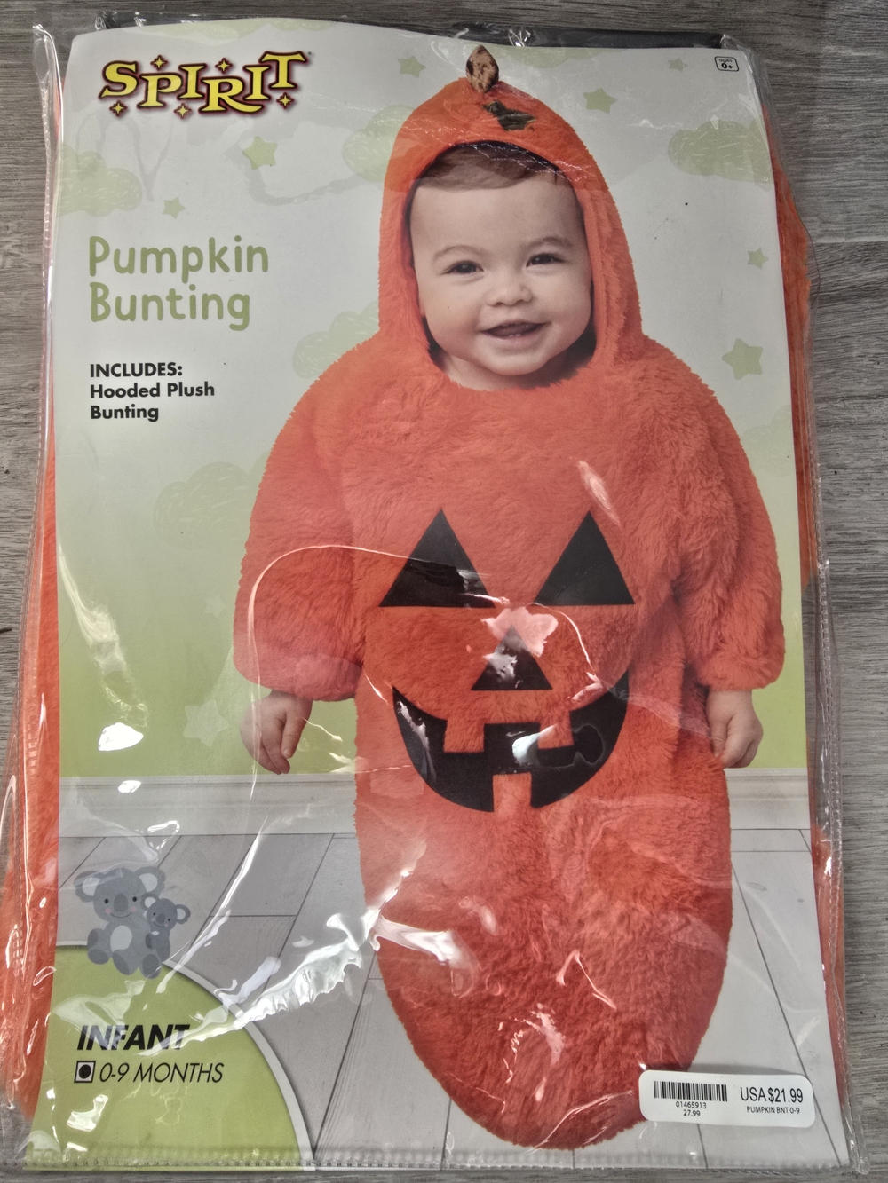 Spirit Orange Infant Pumpkin Bunting Hooded Plush Costume